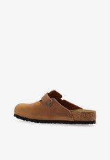 Birkenstock Boston Buckle Suede Slippers Cognac 1028179 0-COGNAC