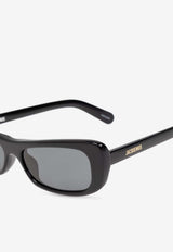 Jacquemus Rectangular Logo Sunglasses Gray JAC55 0-C1SUN