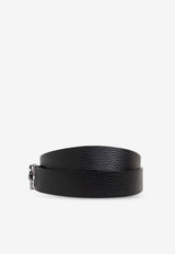 Ferragamo Pebbled Leather Gancini Belt Black 678783 DOUBLE ADJUS 476361-NERO