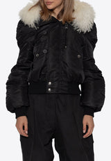 McQueen Faux Fur-Trimmed Down Jacket Black 802279 QZAND-1000