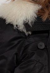 McQueen Faux Fur-Trimmed Down Jacket Black 802279 QZAND-1000
