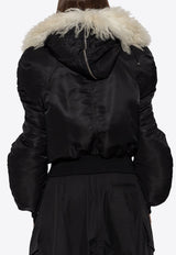 McQueen Faux Fur-Trimmed Down Jacket Black 802279 QZAND-1000