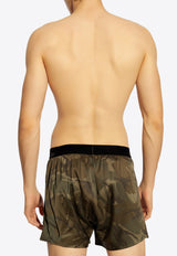 Tom Ford Satin Military Camo Boxer Shorts Green T4LE41550 0-309