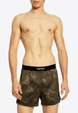 Tom Ford Satin Military Camo Boxer Shorts Green T4LE41550 0-309