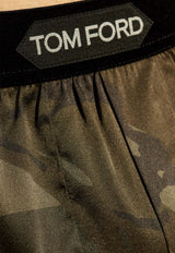 Tom Ford Satin Military Camo Boxer Shorts Green T4LE41550 0-309