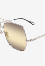 Chloé Aly Aviator Sunglasses Yellow CH0278S 0-004