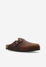 Birkenstock Boston Buckle Suede Slippers Brown 159711 0-HABANA