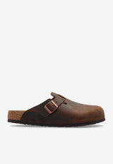 Birkenstock Boston Buckle Suede Slippers Brown 159711 0-HABANA