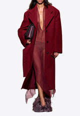 Ferragamo Wool-Blend Belted Coat Bordeaux 13G151 K 777632-BORDEAUX