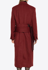 Ferragamo Wool-Blend Belted Coat Bordeaux 13G151 K 777632-BORDEAUX