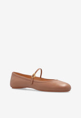 Gianvito Rossi Carla Leather Ballet Flats Beige G22223 05GOM-NAPPRAL