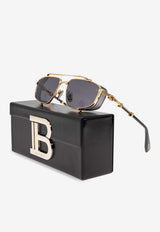 Balmain Brigade V Aviator Sunglasses Gray BPS-142D-56 0-0