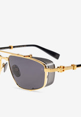 Balmain Brigade V Aviator Sunglasses Gray BPS-142D-56 0-0