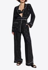 Dolce & Gabbana DG Logo Silk Pajama Shirt Black F5I89T FJ1JO-N0000