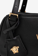 Versace Tag Bowling Leather Shoulder Bag Black 1015792 1A13171-1B00V