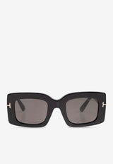 Tom Ford Brigitta Rectangular Sunglasses Gray FT1188 0-5001A