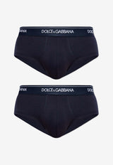 Dolce & Gabbana Logo Waistband Briefs - Set of 2 Navy M9C05J ONN95-B9680
