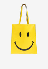 Moschino X Smiley Leather Tote Bag Yellow 2422 A7305 8002-1027
