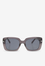 Tom Ford T Logo Square Sunglasses Gray FT1169-K 0-5420A