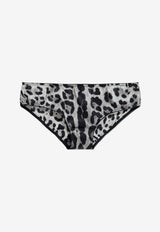 Dolce & Gabbana Leopard Print Silk Briefs Gray O2B23T ONO21-HI13N