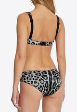Dolce & Gabbana Leopard Print Silk Bra Gray O1A12T ONO21-HI13N