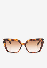 Tom Ford Winona Oversized Cat-Eye Sunglasses Brown FT1030 0-5353F