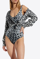 Dolce & Gabbana Leopard Print One-Piece Swimsuit Gray O9A46J ONO11-HI13N