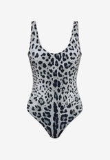 Dolce & Gabbana Leopard Print One-Piece Swimsuit Gray O9A46J ONO11-HI13N