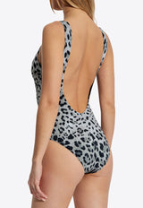 Dolce & Gabbana Leopard Print One-Piece Swimsuit Gray O9A46J ONO11-HI13N