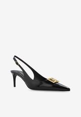 Dolce & Gabbana Lollo 60 Slingback Pumps in Polished Leather Black CG0894 A1037-80999