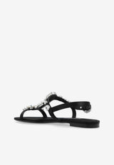 Dolce & Gabbana Bianca Embellished Satin Flat Sandals Black CQ0601 A9T43-8S488