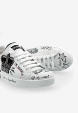 Dolce & Gabbana Portofino Crown Leather Sneakers White CS1760 A9AG1-89697