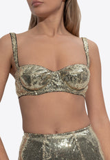 Dolce & Gabbana Sequin-Embellished Padded Bra Gold O1B36T ON05C-S0997