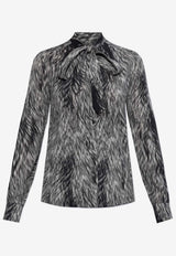 Dolce & Gabbana Fur Print Charmeuse Silk Shirt Gray F5T19T FSA71-HI3VQ