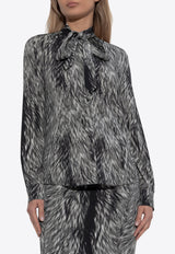 Dolce & Gabbana Fur Print Charmeuse Silk Shirt Gray F5T19T FSA71-HI3VQ