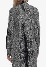 Dolce & Gabbana Fur Print Charmeuse Silk Shirt Gray F5T19T FSA71-HI3VQ