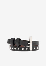 McQueen Studded Leather Bracelet Black 813472 1HAAA-1000