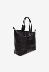 Dolce & Gabbana Medium Adamo Croc-Embossed Leather Tote Bag Black BM2375 AS422-80999