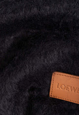 Loewe Anagram Patch Mohair-Blend Fringed Scarf Black FSA6SS1X05 0-BLACK