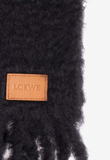 Loewe Anagram Patch Mohair-Blend Fringed Scarf Black FSA6SS1X05 0-BLACK