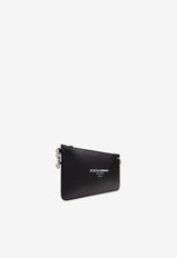 Dolce & Gabbana Logo Print Leather Pouch Bag Black BP3343 A6E48-80999