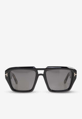 Tom Ford Rectangular Full-Rim Sunglasses Gray FT1202 0-5601A