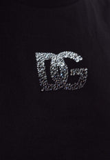 Dolce & Gabbana Crystal DG Logo T-shirt Black F8V42Z GDCXZ-N0000