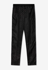 Dolce & Gabbana Monogram Jacquard Silk Pants Black GVCRAT FJ1JY-N0000