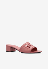 Dolce & Gabbana Bianca 40 DG Logo Mules Pink CR1755 AY329-80405