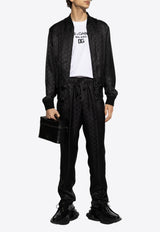 Dolce & Gabbana Logo Jacquard Silk Bomber Jacket Black G9PD5T FJ1JY-N0000
