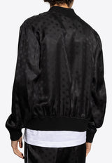 Dolce & Gabbana Logo Jacquard Silk Bomber Jacket Black G9PD5T FJ1JY-N0000
