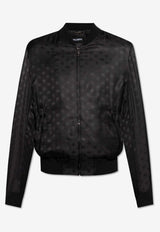 Dolce & Gabbana Logo Jacquard Silk Bomber Jacket Black G9PD5T FJ1JY-N0000