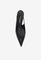 Dolce & Gabbana Lollo 60 Patent Leather Slingback Pumps Black CG0773 A1471-80999