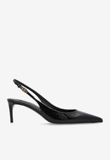 Dolce & Gabbana Lollo 60 Patent Leather Slingback Pumps Black CG0773 A1471-80999